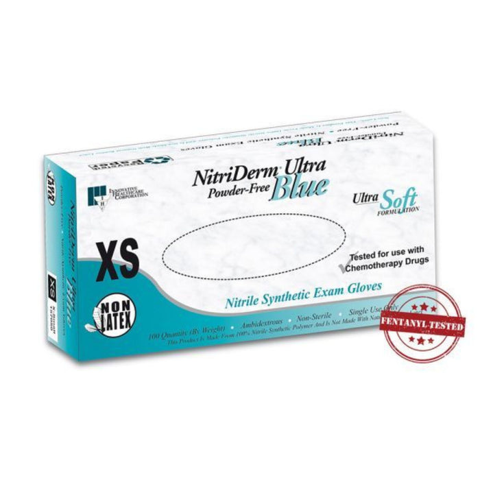 NitriDerm Ultra Blue, Powder-Free, Nitrile Gloves, Box of 100