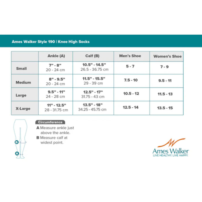 AW 190 E-Z Walker Plus Diabetic Crew Socks - 8-15 mmHg