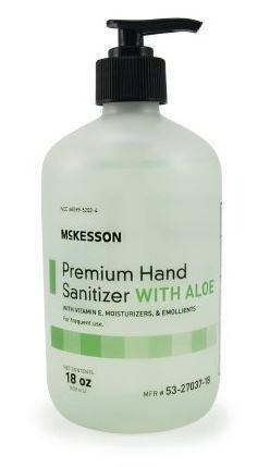 Hand Sanitizer with Aloe McKesson Premium 18 oz. Ethanol Gel Pump Bottle