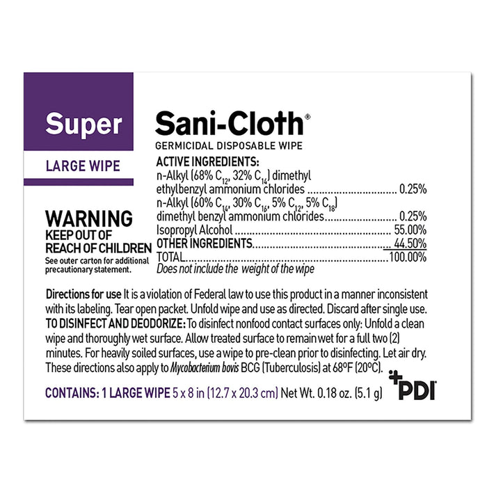 Surface Disinfectant Super Sani-Cloth® Germicidal Wipe 50 Count Individual Packet