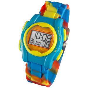 VibraLITE Mini Vibrating Watch - Multicolored Silicone Watch Strap with Stainless Steel Buckle