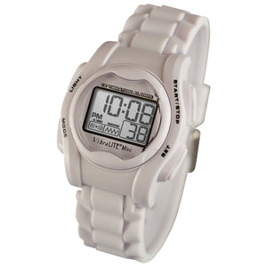 VibraLITE Mini Vibrating Watch - White Silicone Watch Strap with Stainless Steel Buckle