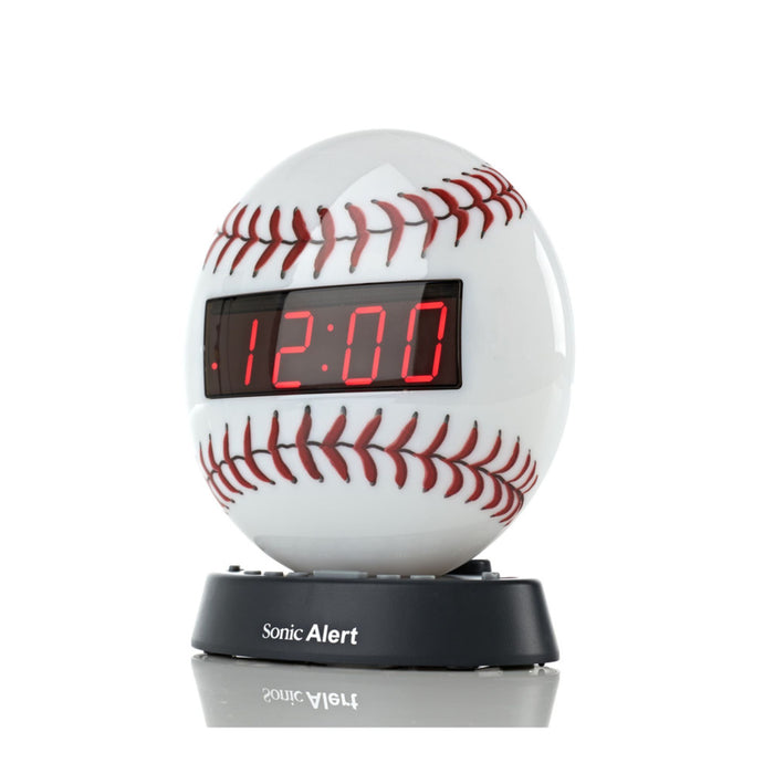 Sonic Glow Baseball Alarm Clock with recordable alarm and Sonic Bomb Bed Shaker