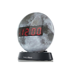 Sonic Glow Moonlight Alarm Clock with recordable alarm and Sonic Bomb bed shaker