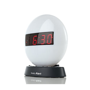 Sonic Glow Nighlight Alarm Clock with recordable alarm and Sonic Bomb bed shaker